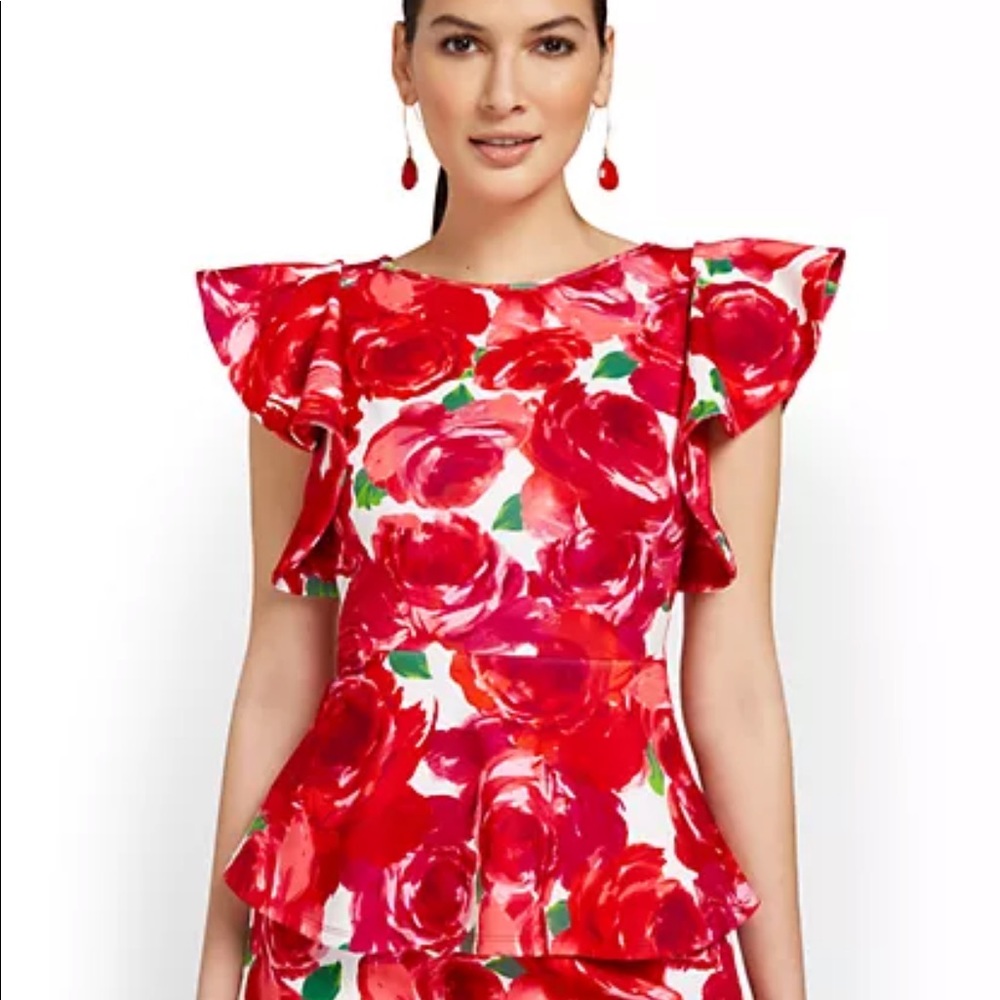 Floral Ruffle Peplum Top